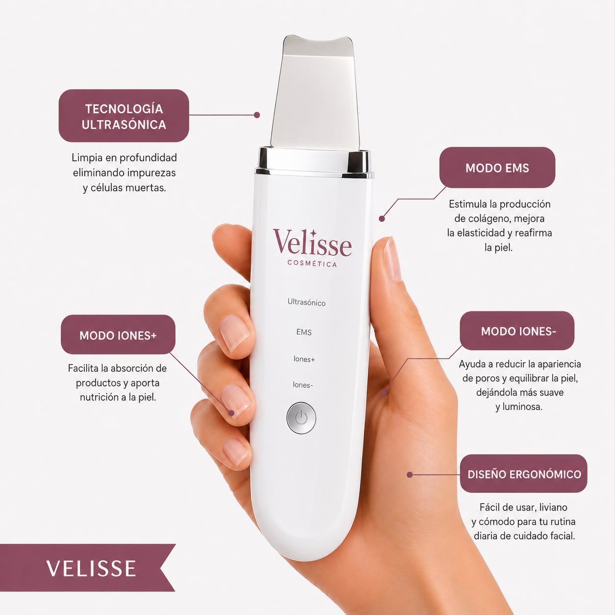Limpiador Facial Ultrasónico|Espátula Exfoliante